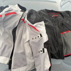 Sedici Men’s White & Black Performance Motorcycle Jacket with Red Accents